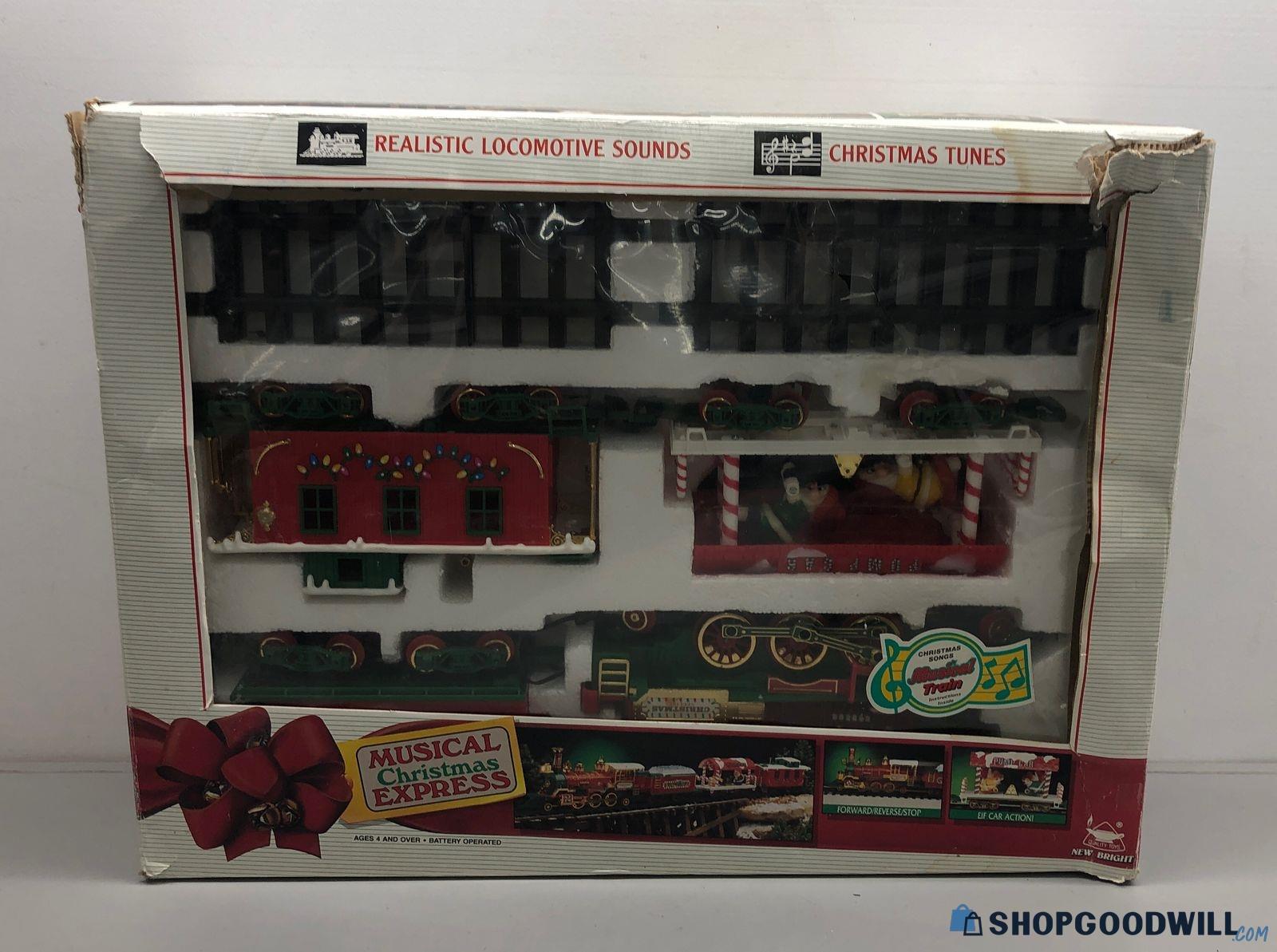 Vntg New Bright Musical Christmas Express Holiday Train Set Iob ...