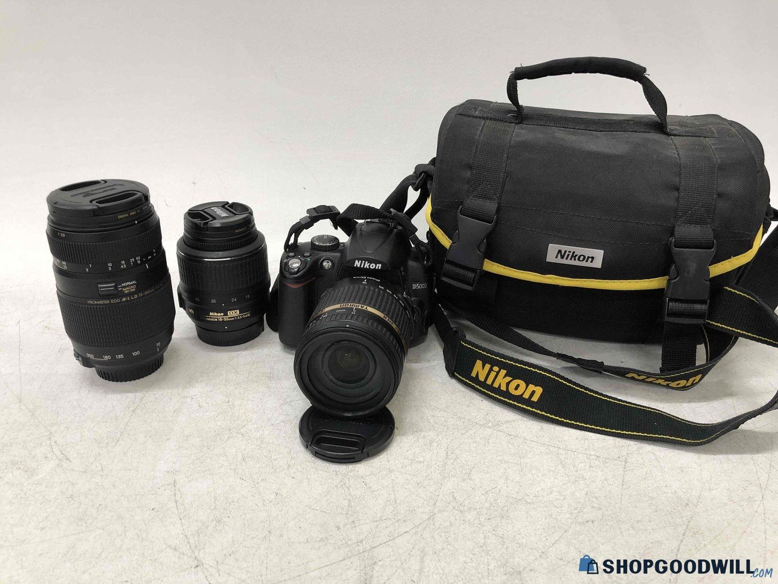 Nikon D5000 DSLR Camera with 3 Lenses & Case - shopgoodwill.com