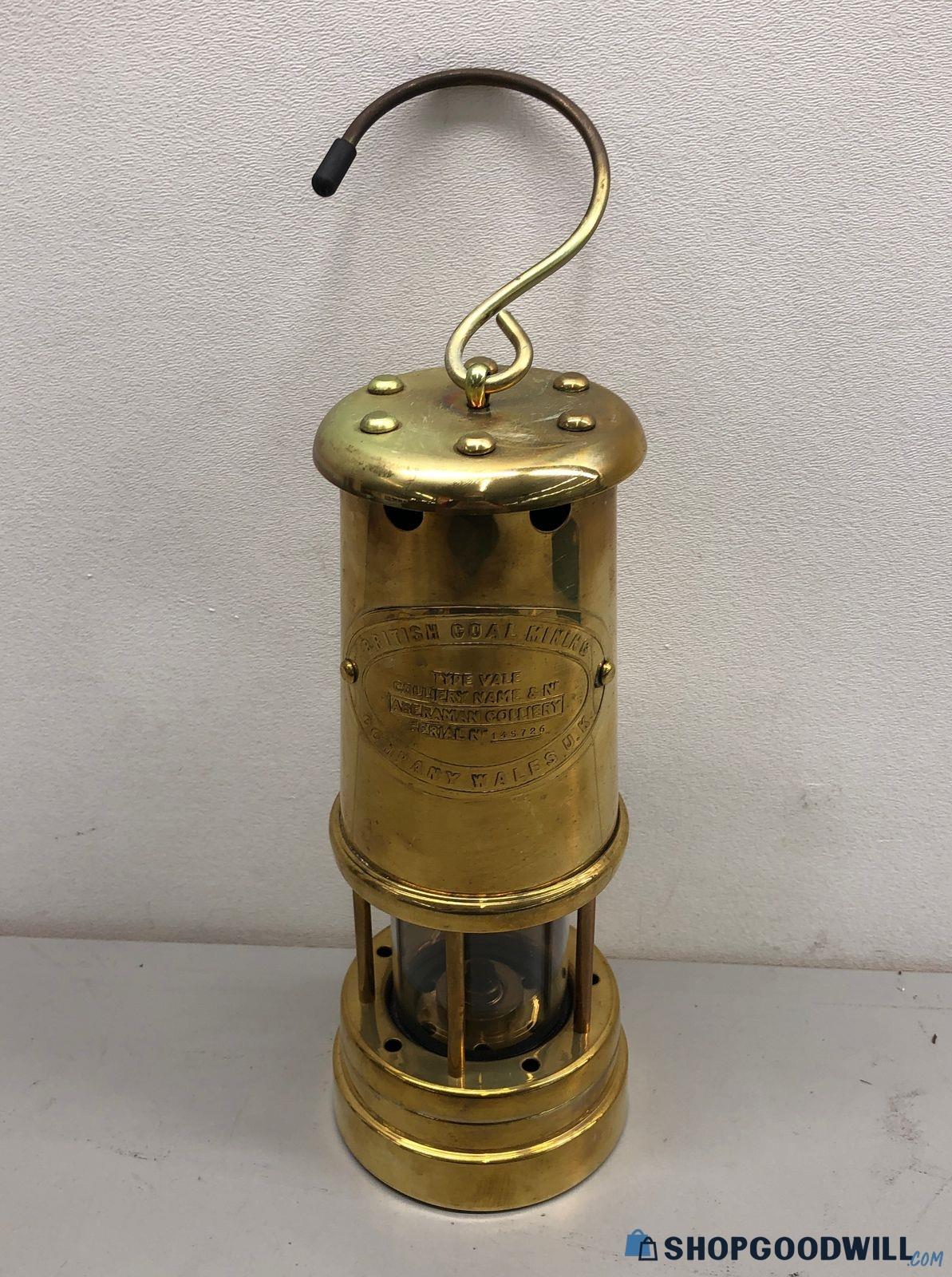 Vntg British Coal Mining Co Brass Tone Metal Paraffin Lantern Lamp ...