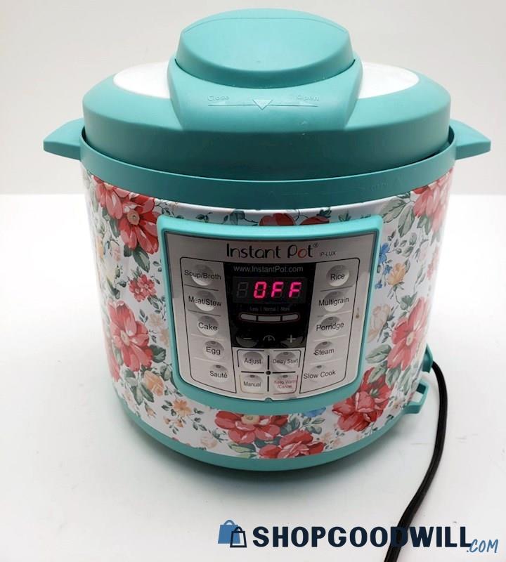 INSTANT POT 16in Teal/Floral Pressure Cooker - shopgoodwill.com