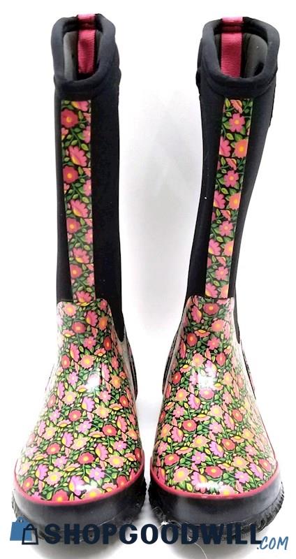 Women's Bogs Pink/black Floral Rain Boots 6 | ShopGoodwill.com