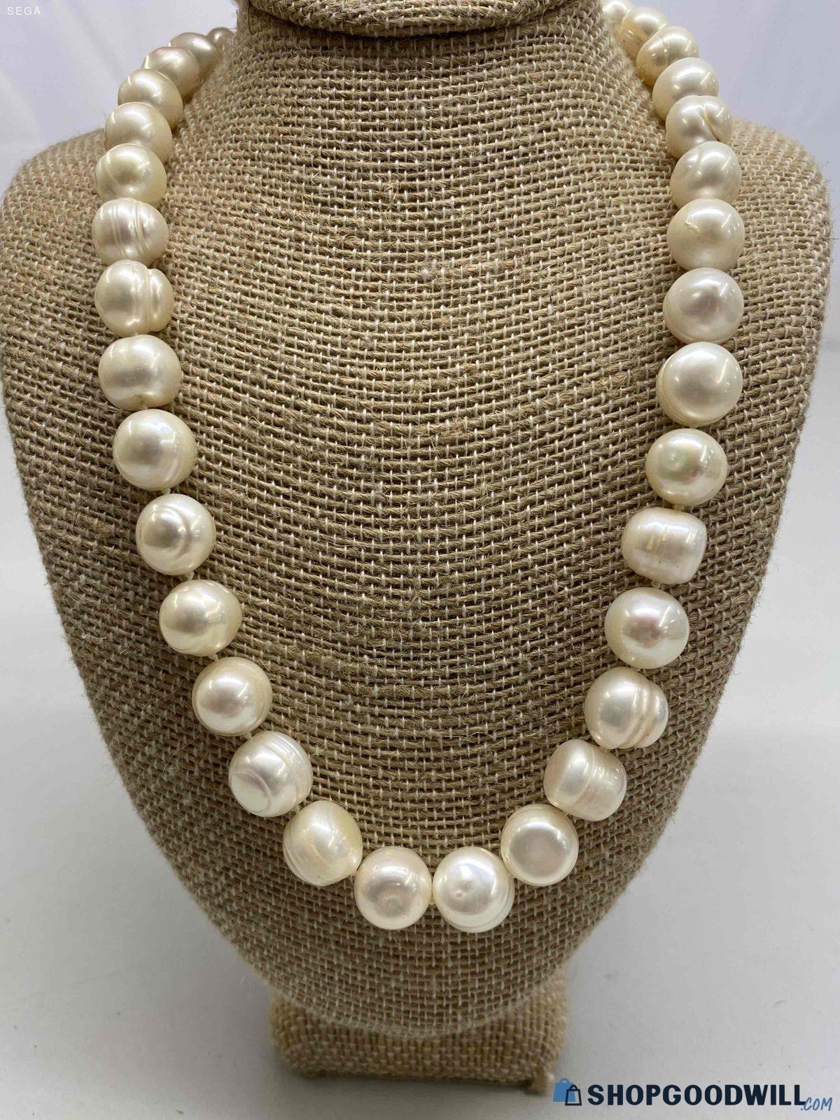 14K LARGE PEARLS NECKLACE 53.8G (CLASP BROKEN) - shopgoodwill.com